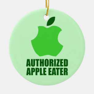 Ornement Rond En Céramique Mangeur autorisé d'Apple