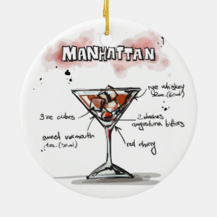 Ornement Rond En Céramique Manhattan Drink Recette Conception