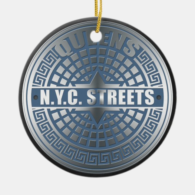 Ornement Rond En Céramique Manhole Covers Queens (Devant)