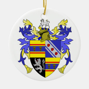 Ornement Rond En Céramique Manteau de tisserand de crête de famille de bras