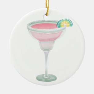 Ornement Rond En Céramique Margarita rose