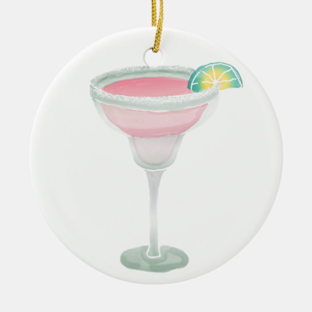Ornement Rond En Céramique Margarita rose (Devant)