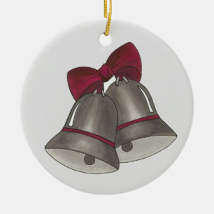 Ornement Rond En Céramique Mariage d'argent Bells Anniversaire de l'engagemen