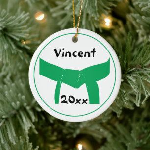 Ornement Rond En Céramique Martial Arts Green Belt Rank