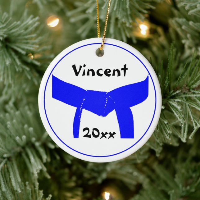 Ornement Rond En Céramique Martial Arts Light Ceinture Bleue (Arbre)