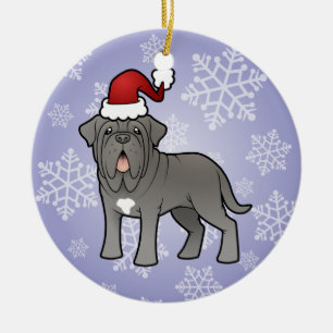 Ornement Rond En Céramique Mastiff napolitain de Noël