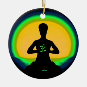 Ornement Rond En Céramique Méditation du yoga