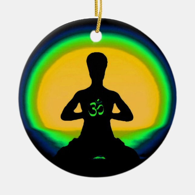 Ornement Rond En Céramique Méditation du yoga (Devant)