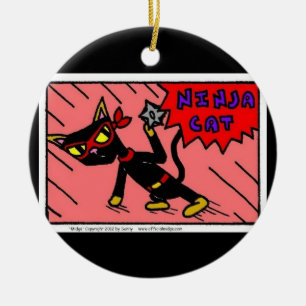 Ornement Rond En Céramique Mel NINJA CAT