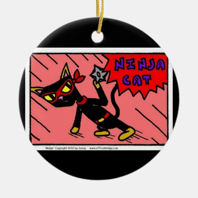 Ornement Rond En Céramique Mel NINJA CAT (Devant)