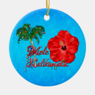 Ornement Rond En Céramique Mele Kalikimaka