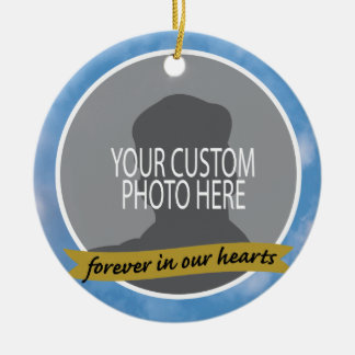 Ornement Rond En Céramique Mémorial pour toujours avec la photo de coutume de
