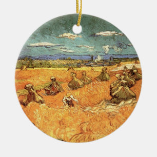 Ornement Rond En Céramique Meules avec moissonneuse de Vincent van Gogh