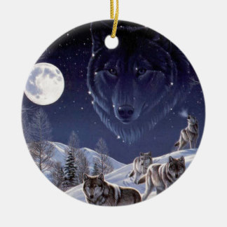 Ornement Rond En Céramique Meute de loups