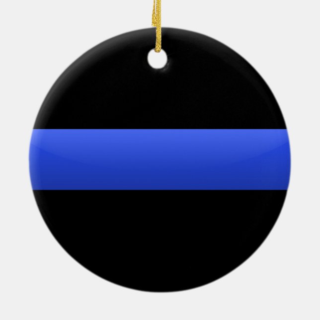 Ornement Rond En Céramique Mince ligne bleue (Dos)