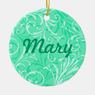 Ornement Rond En Céramique Mint Green Nom ornemental Ornament