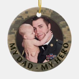 Ornement Rond En Céramique Mon papa ma photo faite sur commande militaire de