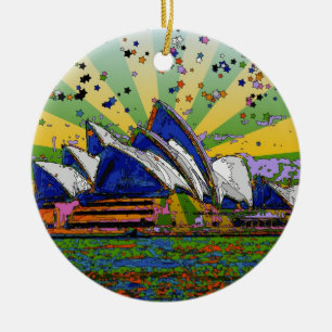 Ornement Rond En Céramique Monde Psychédélique : Sydney Australie Skyline A2