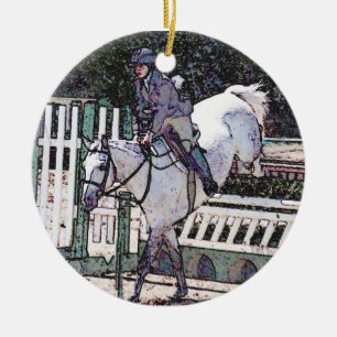 Ornement Rond En Céramique Montrez l'ornement sautant de cheval