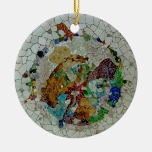 Ornement Rond En Céramique Mosaïque de Gaudi