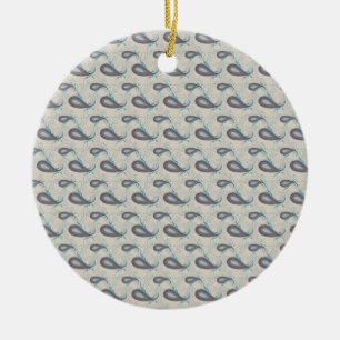 Ornement Rond En Céramique Motif Champagne Paisley