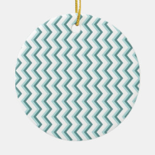 Ornement Rond En Céramique Motif Chevron ZigZag dans Mint Green