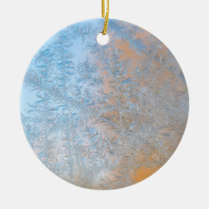 Ornement Rond En Céramique Motif de givre délicat, Wisconsin