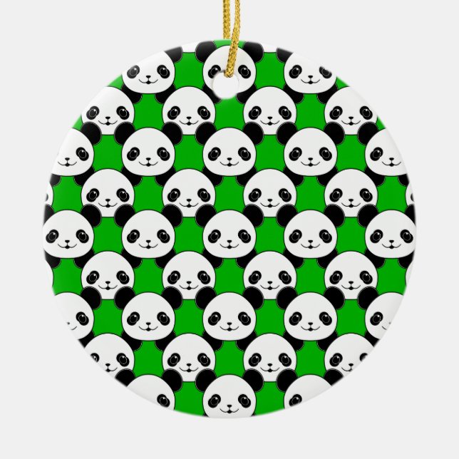 Ornement Rond En Céramique Motif de l'ours Kawaii Panda (Devant)
