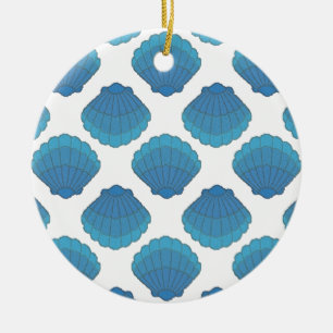 Ornement Rond En Céramique Motif de mosaïque Blue Seashell