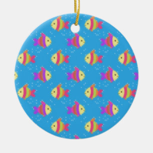 Ornement Rond En Céramique Motif de poissons