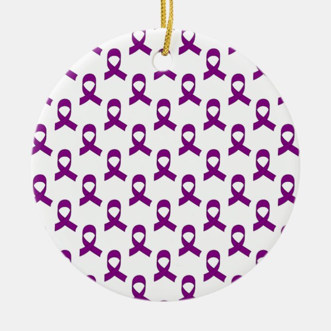 Ornement Rond En Céramique Motif de ruban violet (Devant)
