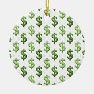Ornement Rond En Céramique Motif de symbole dollar