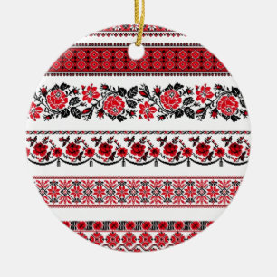 Ornement Rond En Céramique Motif ethnique ukrainien