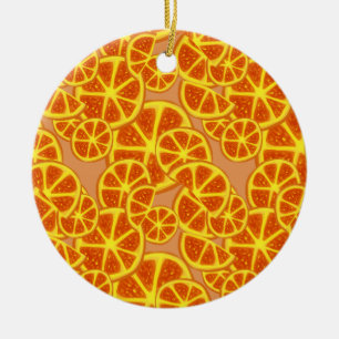 Ornement Rond En Céramique Motif orange de tranches