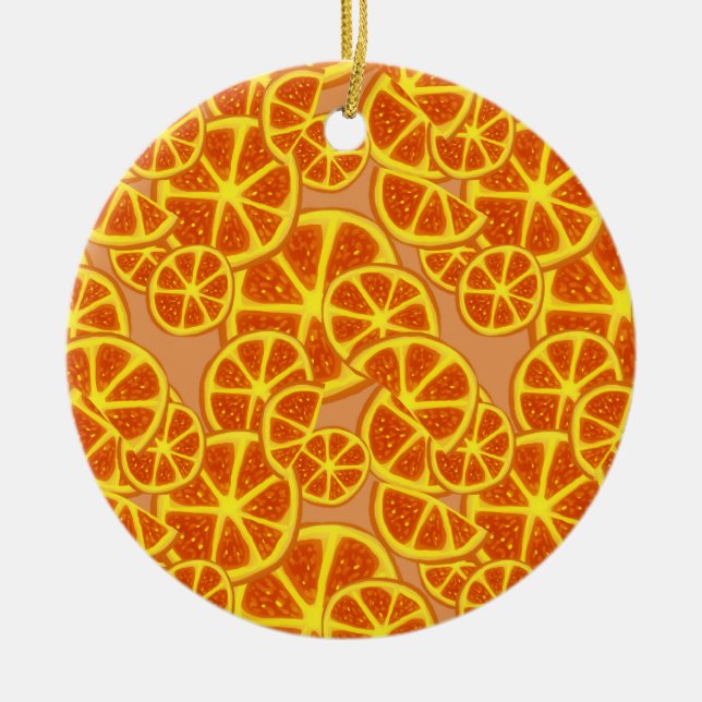 Ornement Rond En Céramique Motif orange de tranches (Devant)