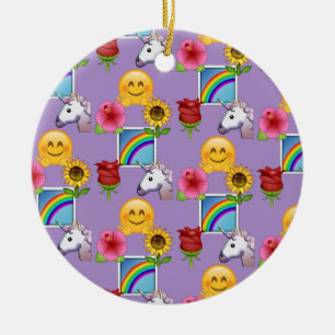Ornement Rond En Céramique Motif pourpre de beauté d'Emoji