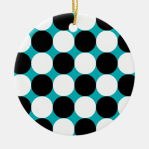 Ornement Rond En Céramique Motif vectoriel mignon noir et blanc points