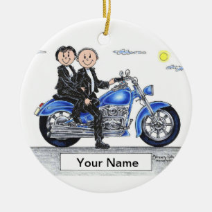 Ornement Rond En Céramique Moto - couple