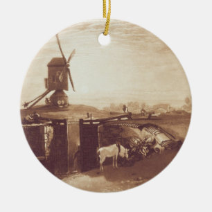 Ornement Rond En Céramique Moulin à vent et serrure de Joseph Mallord Willia