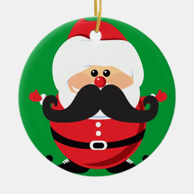 Ornement Rond En Céramique Moustache Santa Claus (Devant)