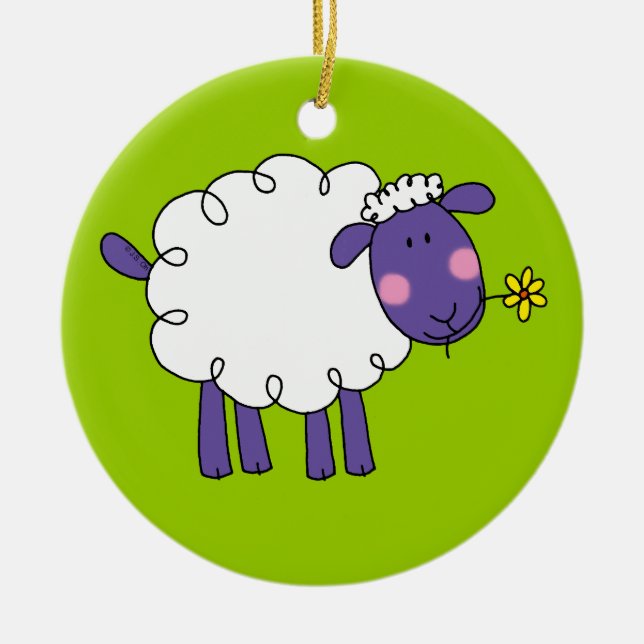 Ornement Rond En Céramique Moutons laineux (Devant)