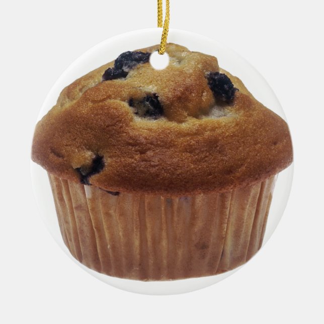 Ornement Rond En Céramique Muffin aux bleuets (Devant)