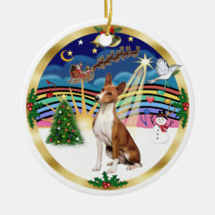 Ornement Rond En Céramique Musique de Noël 5 - Basenji