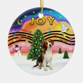 Ornement Rond En Céramique Musique Xmas 2 - Beagle