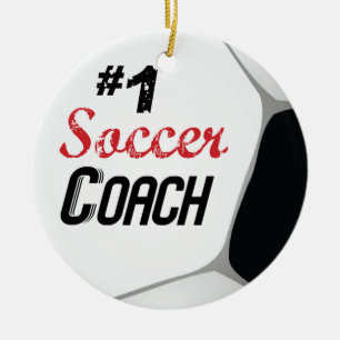 Ornement Rond En Céramique N° 1 Entraîneur de soccer grande balle