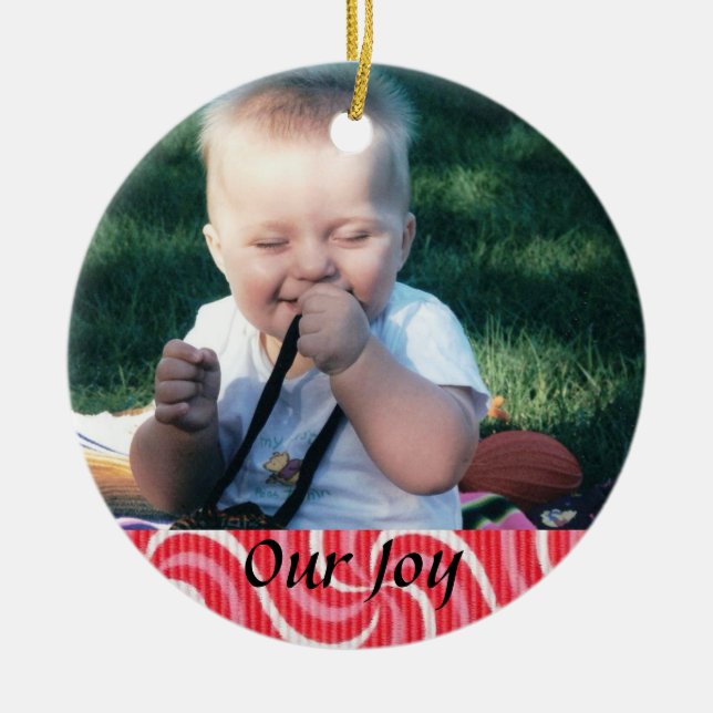 Ornement Rond En Céramique Naissance ou souvenir d'adoption (Devant)