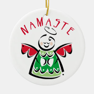 Ornement Rond En Céramique Namaste Angel