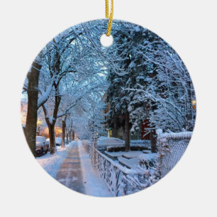Ornement Rond En Céramique Neige à Montréal