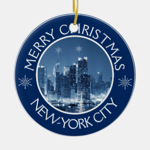 Ornement Rond En Céramique New York City Skyline Photo Ajout de Noël