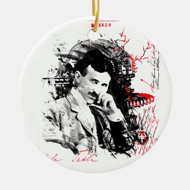 Ornement Rond En Céramique Nikola Tesla (Devant)